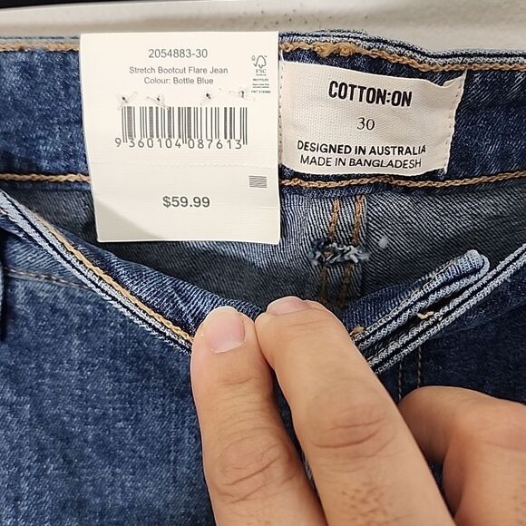 Cotton On Stretch Bootcut Mid Rise Fitted Waist Mini Flare Jeans sz 30 NWT - Picture 2 of 8